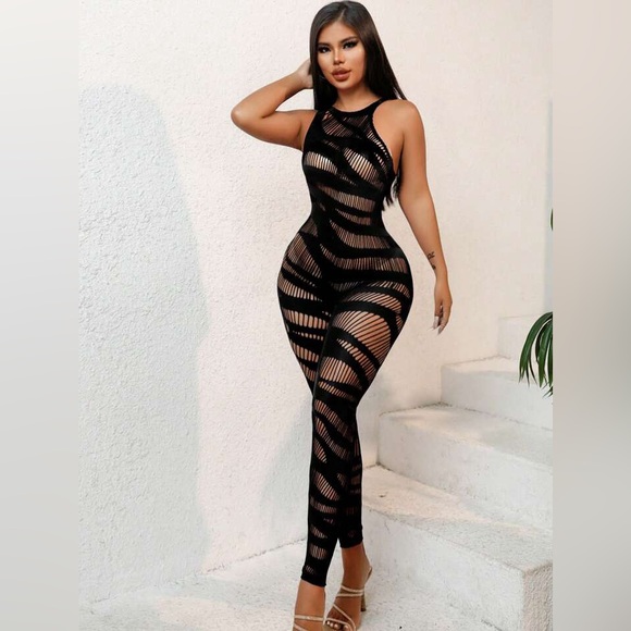 Black Fishnet Bodystocking Lingerie - Picture 3 of 7